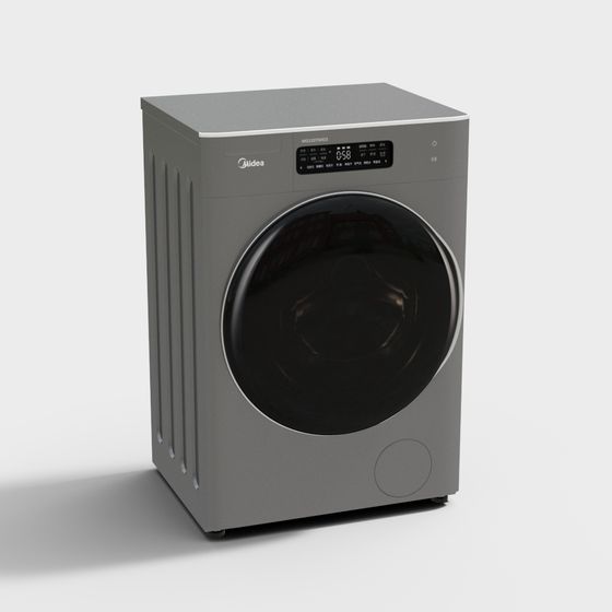 Gray Washing Machine 3D Model