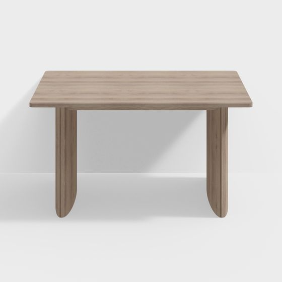 Wood Color Large Dining Table 3D Model
