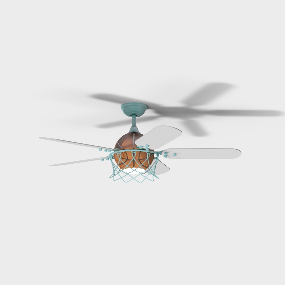 Unique Basketball-Themed Ceiling Fan 3D model