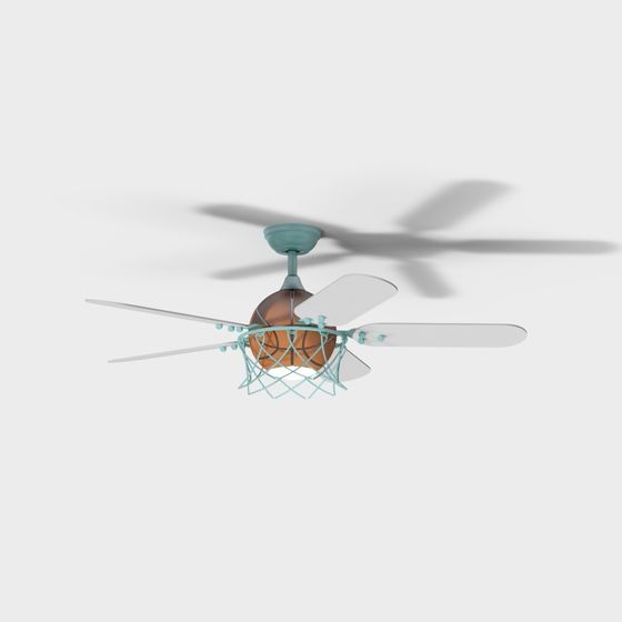 Unique Basketball-Themed Ceiling Fan 3D model