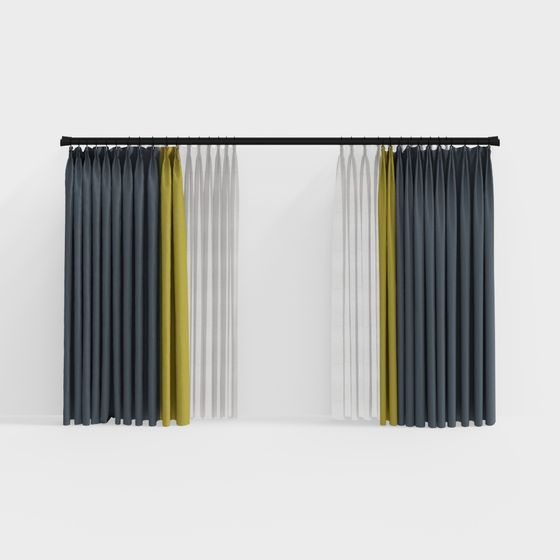 Pleated Curtain Collection 3D model