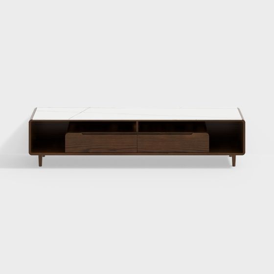 Nordic Style Wood TV Cabinet 3D Model in Ash and Walnut