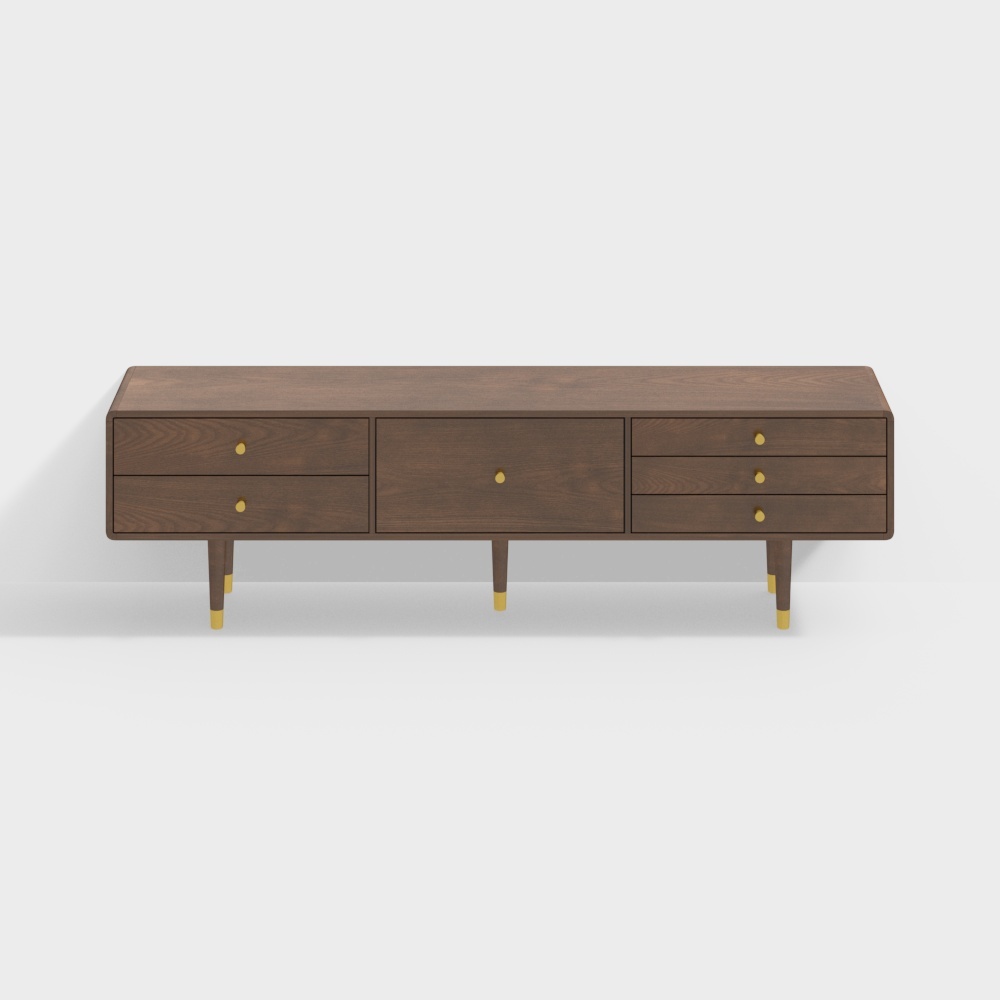 with a Nordic ash, rubber wood, walnut, and ebony TV cabinet 142776566