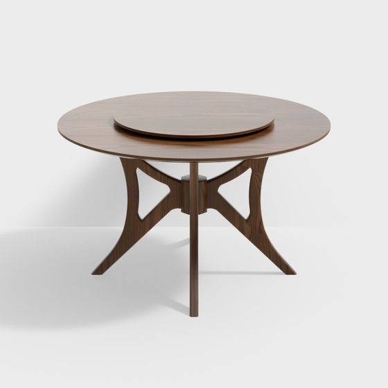 Nordic Ash Wood Dining Table 3D Model