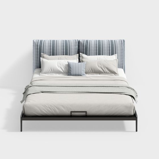 Urban Love Nest Upholstered Bed 3D Model for Cozy Bedrooms