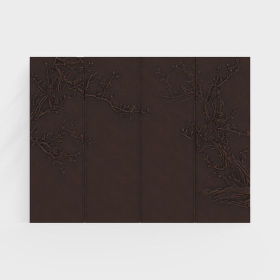 Winter Plum Blossom Screen 3D model