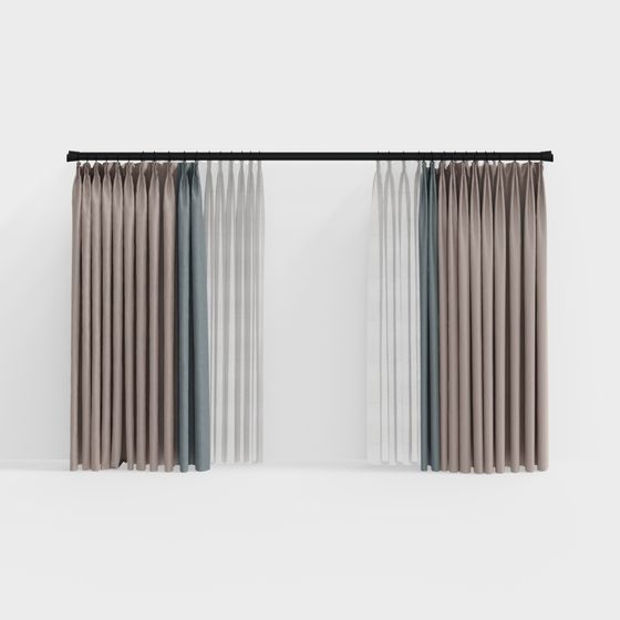 Stylish 3D Curtain Model for Contemporary Spaces