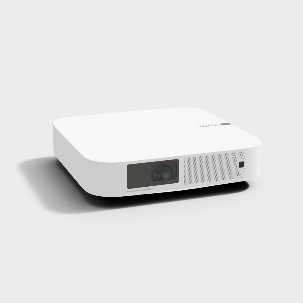 Sleek Low-Poly Projector 3D Model – Minimalist White Design