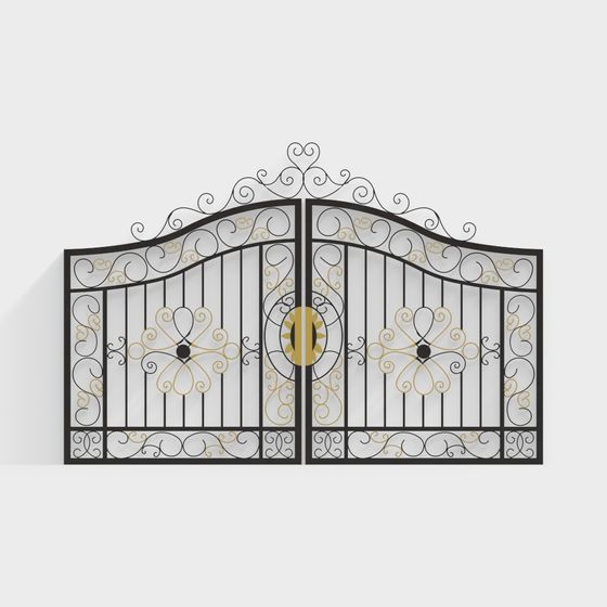 Elegant Wrought Iron Gate 3D model
