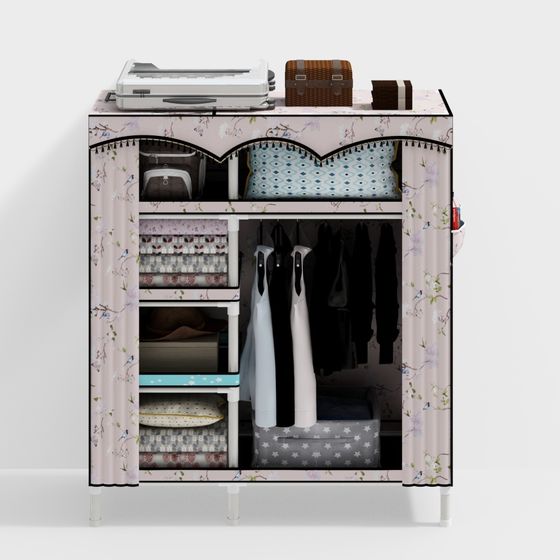 Elegant Floral Wardrobe 3D model for Creative Projects