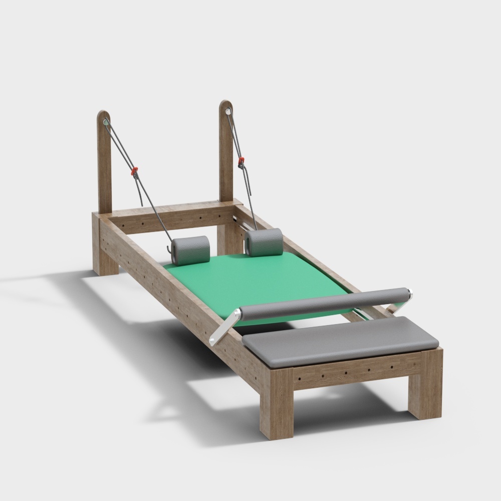 Pilates Reformer 3D Model – Low-Poly Fitness Equipment