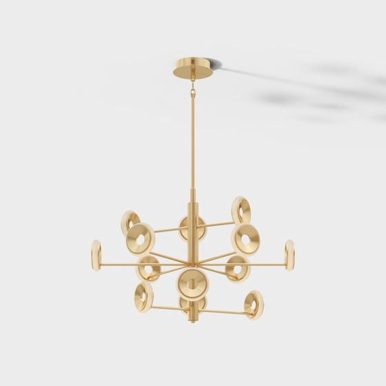 Elegant Golden Orb Chandelier 3D model