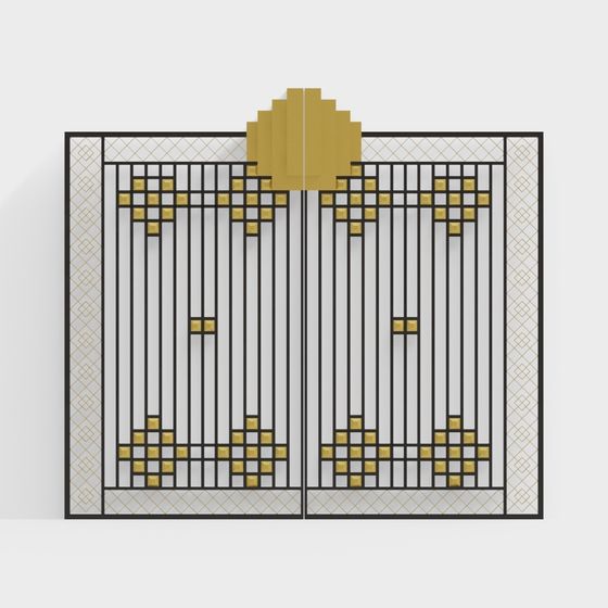 Современная стильная кованая железная дверь с золотыми цветами