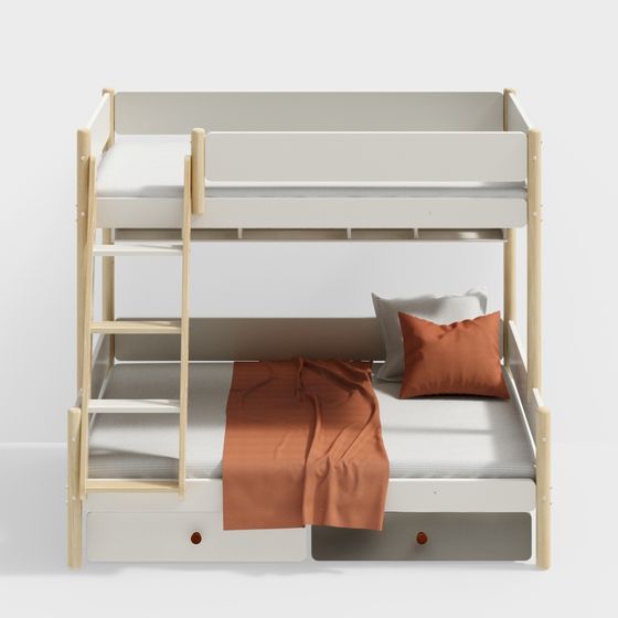 Cozy Bunk Bed 3D Model for Children