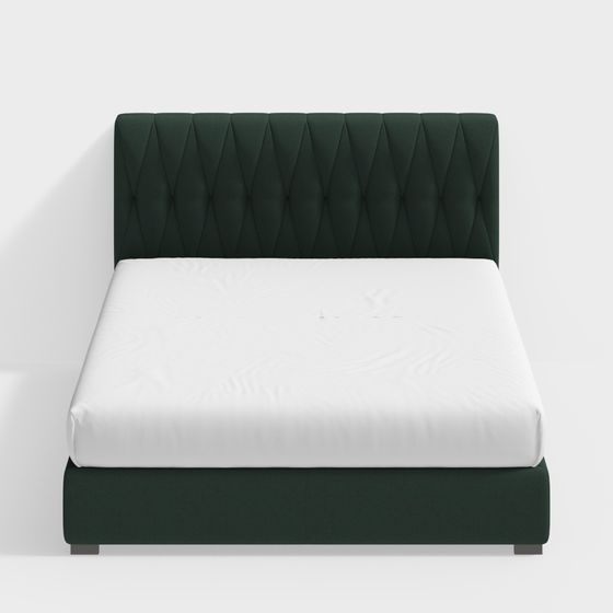 Stylish Green Double Bed 3D model for Contemporary Spaces