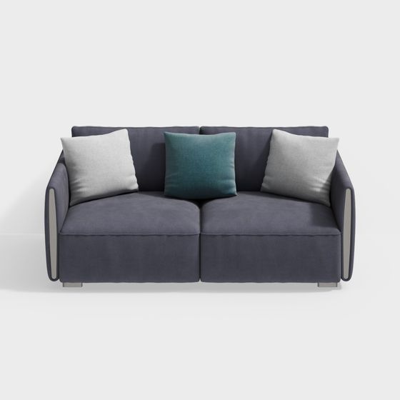 Elegant Gray Plush Sofa 3D model for Modern Interiors