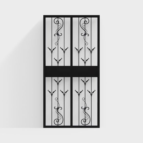 Elegant Wrought Iron Panel 3D model