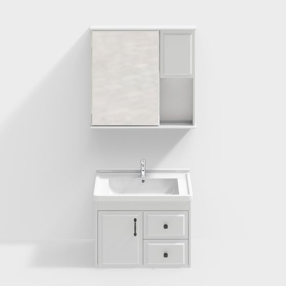 Elegant Minimalist Bathroom Cabinet 3D model
