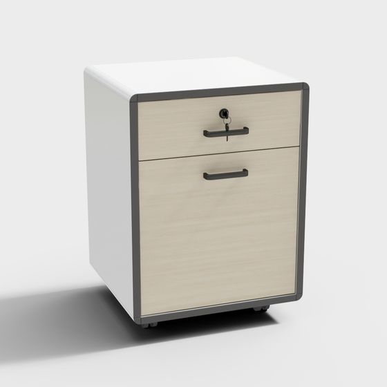 Low-Polygon Modern Office File Cabinet 3D model