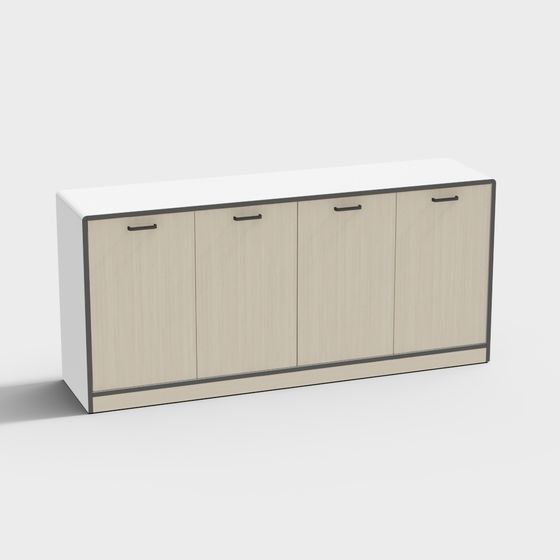 Modern Wooden Filing Cabinets 3D Model for Office Use