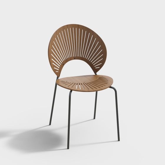 Unique Fan-Shaped Back Chair 3D model