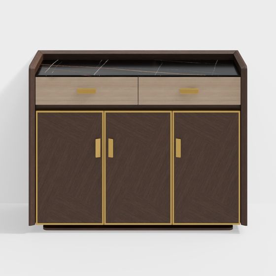 Elegant Low-Polygon Modern Cabinet 3D model
