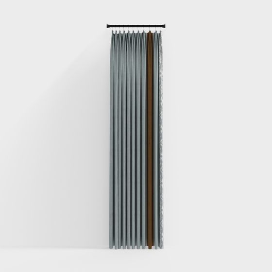 Elegant Gray Drapery 3D model for Modern Interiors