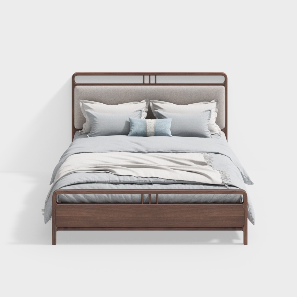 style solid wood bed frame 1.8mZB2131-1