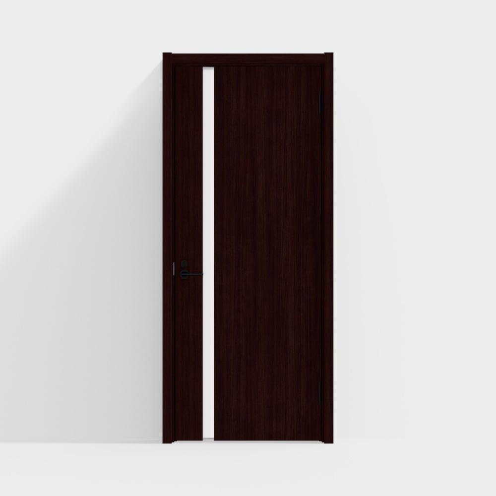 Wooden door-interior door-single door-BWD-DD black walnut color-black handle