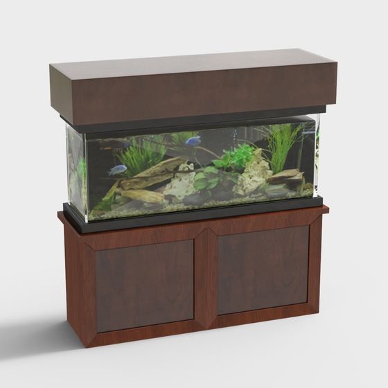 Stylish Low-Poly Aquarium 3D Model