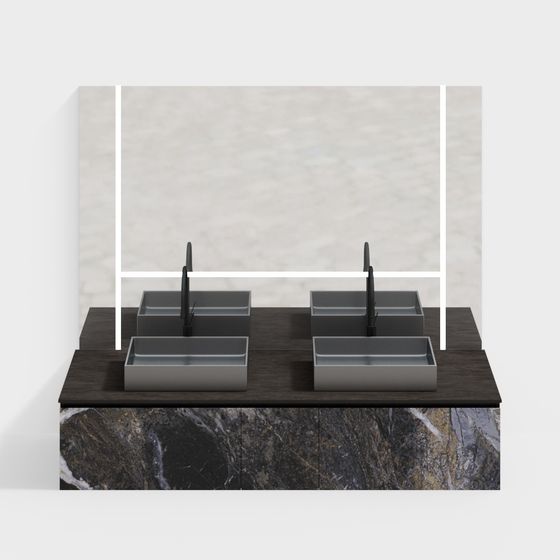 Luxurious Minimalist Bathroom Vanity 3D Model