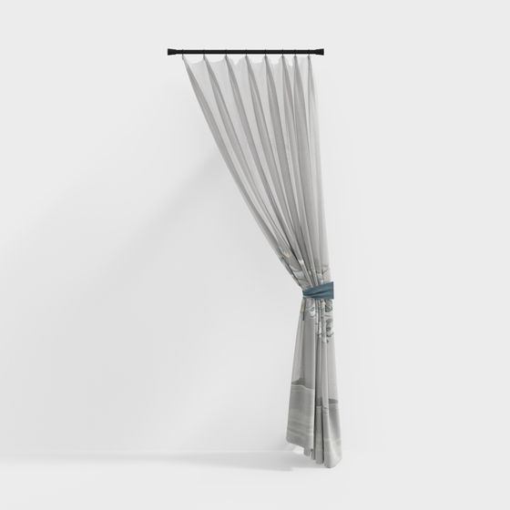 Elegant Sheer Curtain 3D model for Modern Interiors