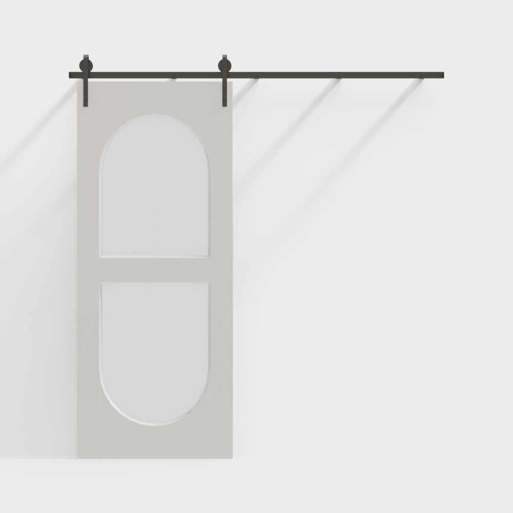 Modern white arc sliding door