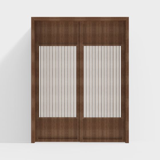 Minimalist Wood Double Door 3D model