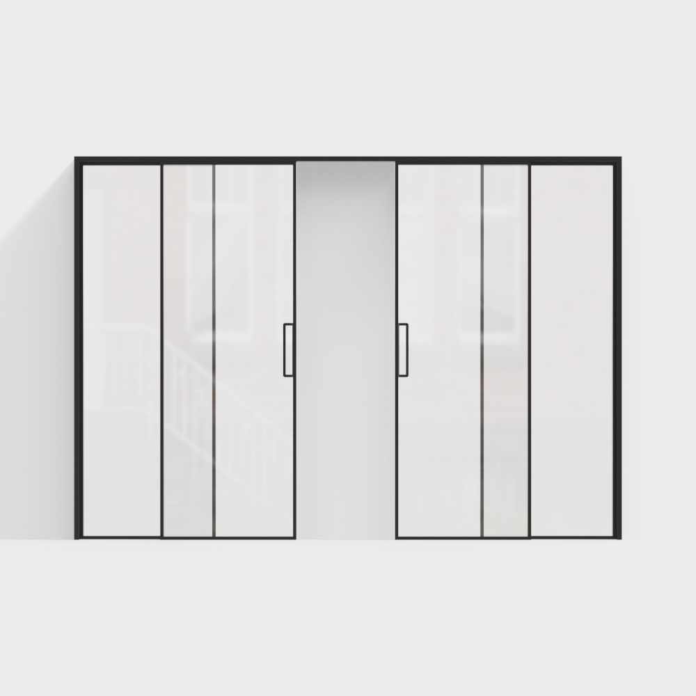 現代透明玻璃滑門