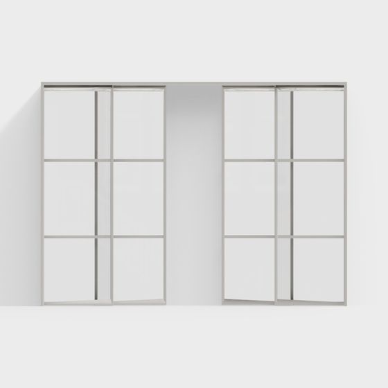 Elegant Sliding Door Set 3D model for Modern Interiors