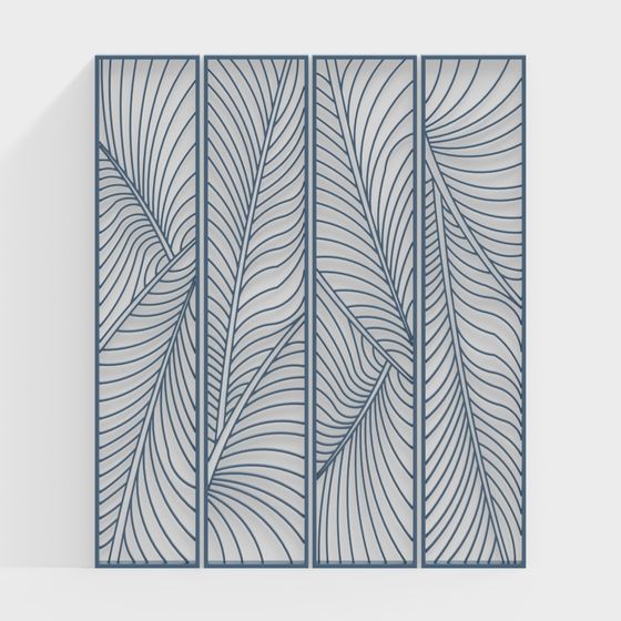 Fern Panel 3D model - Low Polygon Design