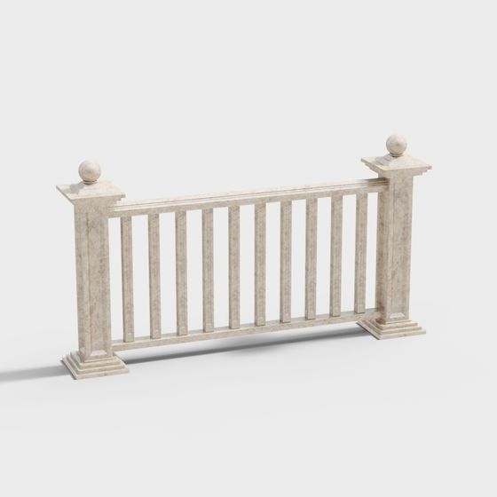 Elegant Marble Railing 3D model