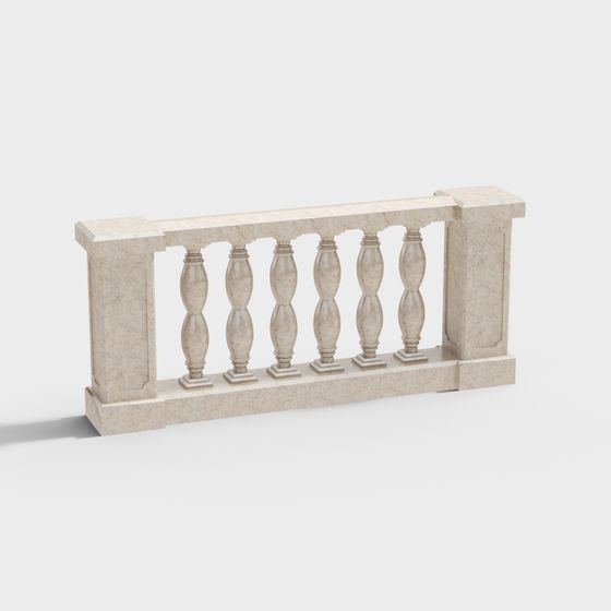 Elegant Marble Railing 3D model