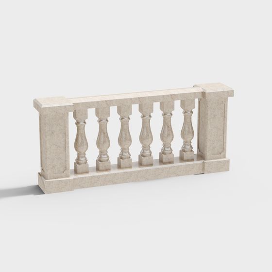 Elegant Marble Railing 3D model