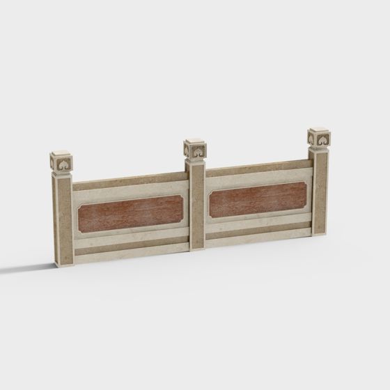 Stylish Roman Column Railing 3D model