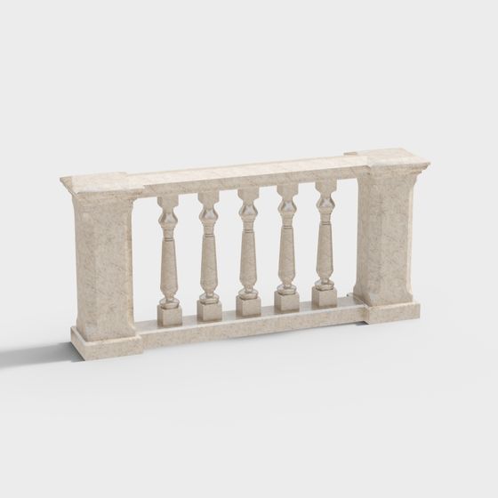 Elegant Marble Railing 3D model for Modern Designs