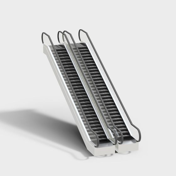 Sleek Low-Poly Elevator Staircase 3D model