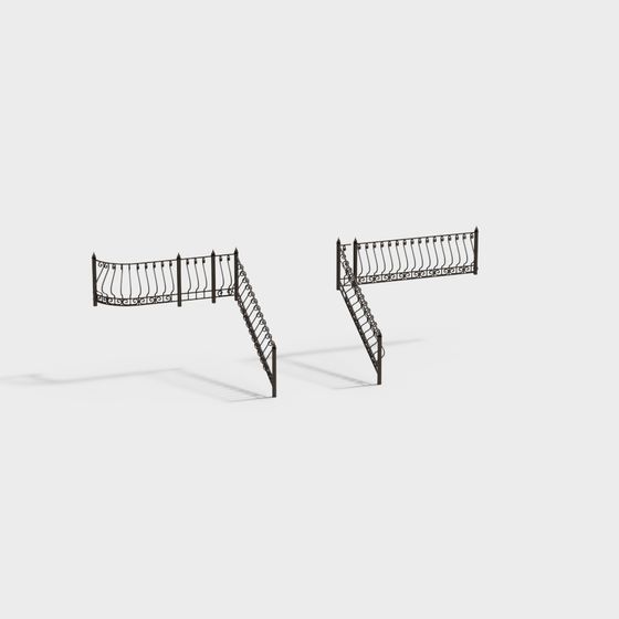 Exquisite Low-Poly Iron Railing 3D model