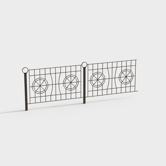 Elegant Low-Polygon Metal Fence 3D Model