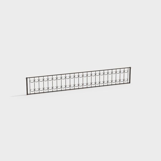 Elegant Wrought Iron Railing 3D model