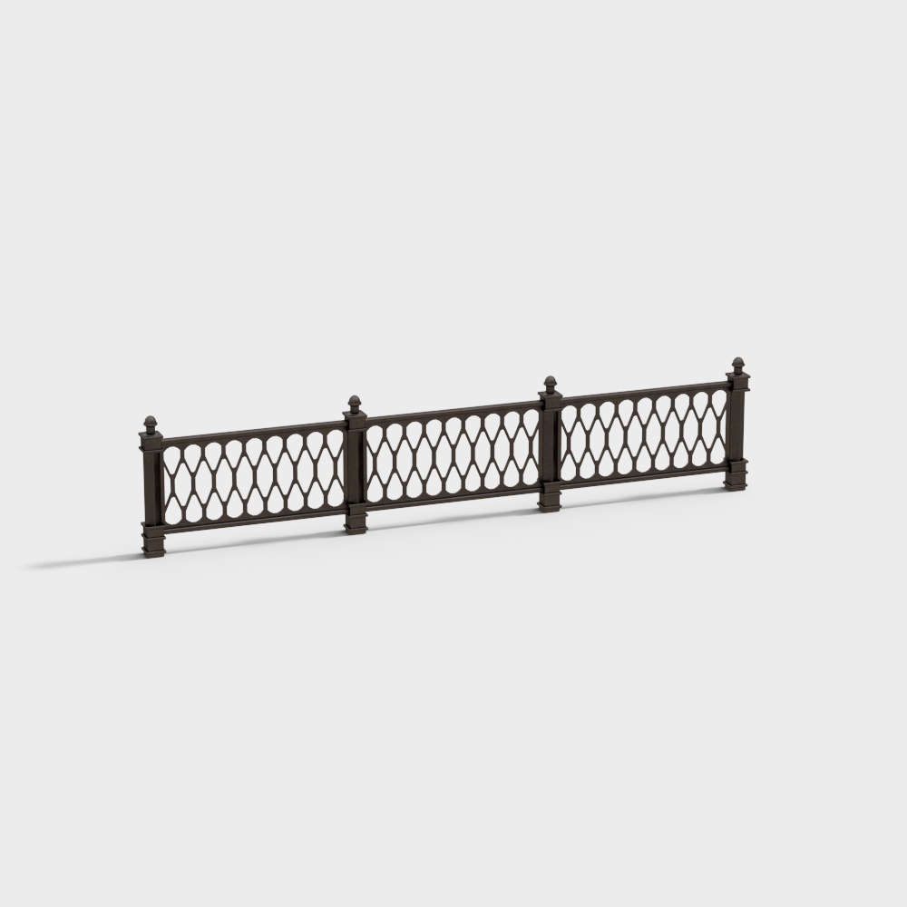 Elegant Vintage Wrought Iron Railing 3D model