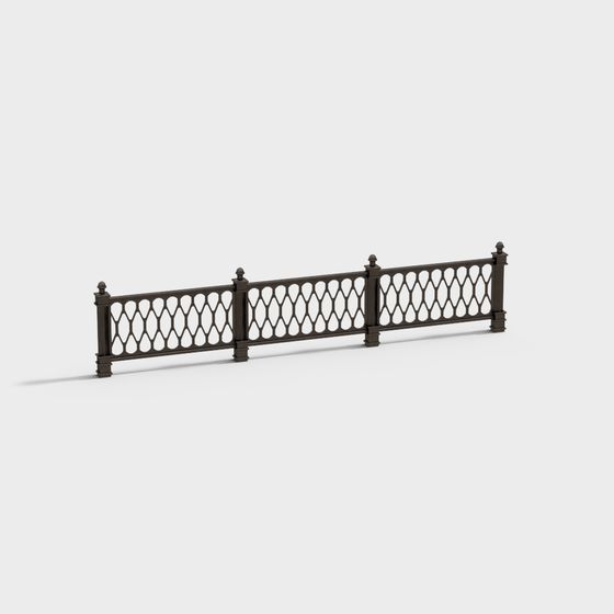 Elegant Vintage Wrought Iron Railing 3D model
