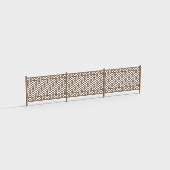 Elegant Low-Poly Wooden Fence 3D Model