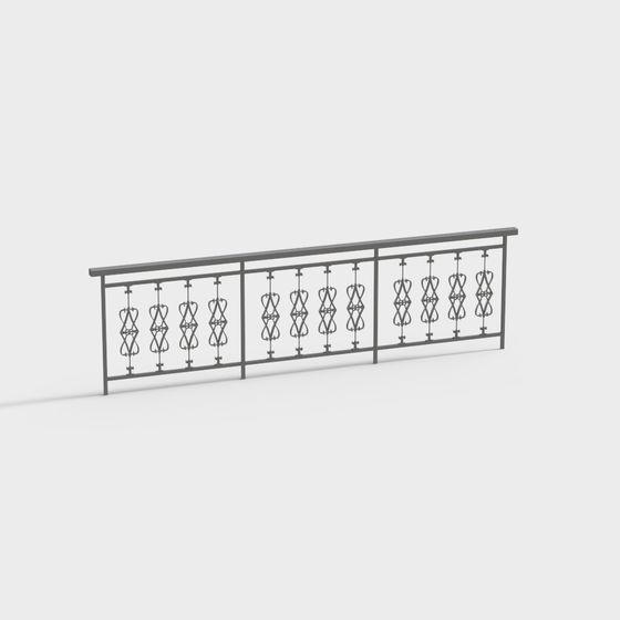 Elegant Iron Railing 3D model